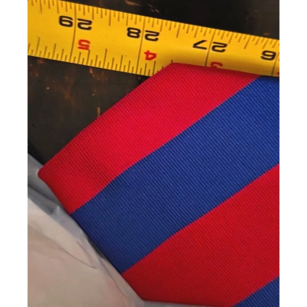 Repp Tie‎ Land's End Mens Silk Red & Blue Striped 57